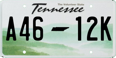 TN license plate A4612K