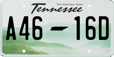 TN license plate A4616D