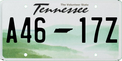 TN license plate A4617Z