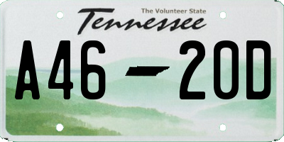 TN license plate A4620D