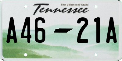 TN license plate A4621A