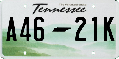 TN license plate A4621K