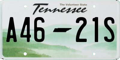 TN license plate A4621S