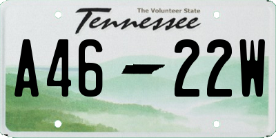 TN license plate A4622W