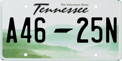 TN license plate A4625N