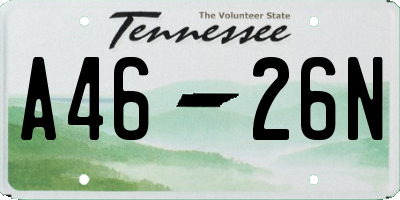 TN license plate A4626N