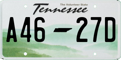 TN license plate A4627D