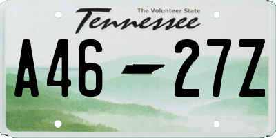 TN license plate A4627Z