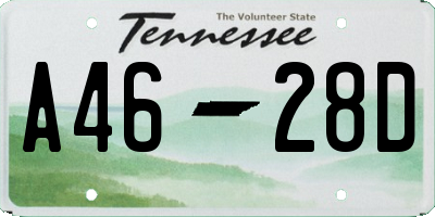 TN license plate A4628D