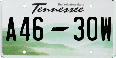 TN license plate A4630W