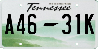 TN license plate A4631K