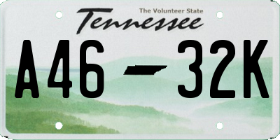 TN license plate A4632K