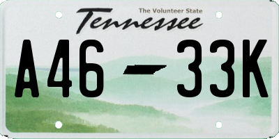 TN license plate A4633K
