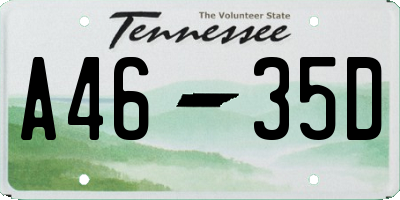 TN license plate A4635D