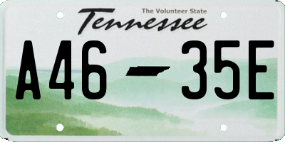 TN license plate A4635E