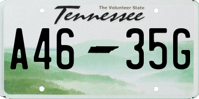 TN license plate A4635G