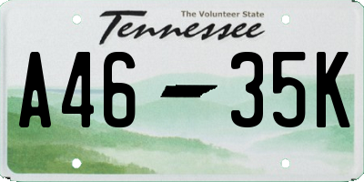 TN license plate A4635K