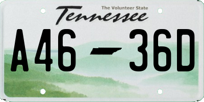 TN license plate A4636D