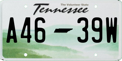 TN license plate A4639W