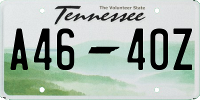 TN license plate A4640Z