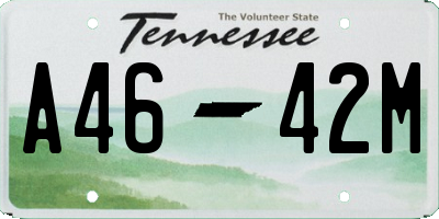 TN license plate A4642M