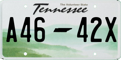 TN license plate A4642X