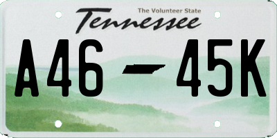TN license plate A4645K
