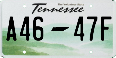 TN license plate A4647F