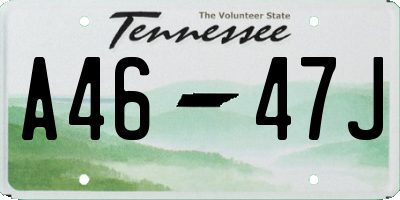 TN license plate A4647J
