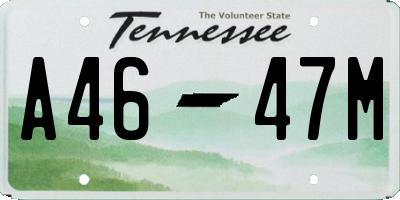 TN license plate A4647M