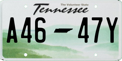 TN license plate A4647Y