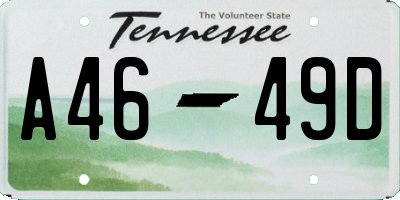 TN license plate A4649D