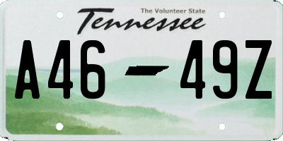 TN license plate A4649Z