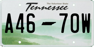 TN license plate A4670W