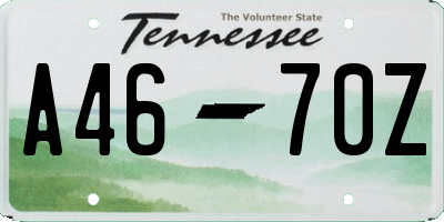 TN license plate A4670Z