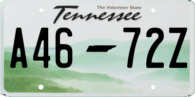 TN license plate A4672Z