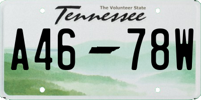 TN license plate A4678W