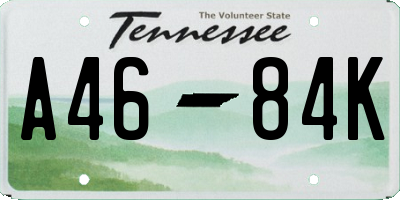 TN license plate A4684K