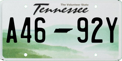 TN license plate A4692Y