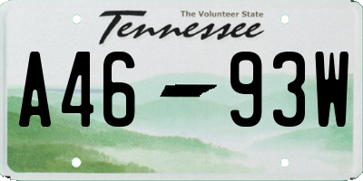 TN license plate A4693W