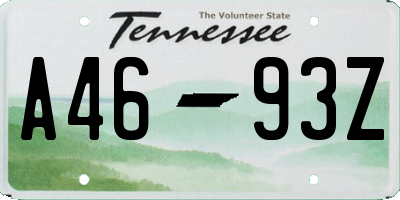 TN license plate A4693Z