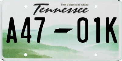 TN license plate A4701K