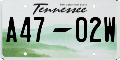 TN license plate A4702W
