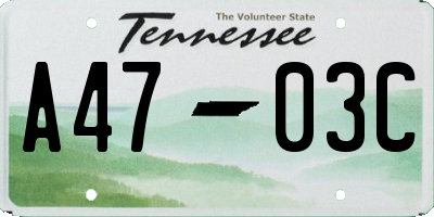 TN license plate A4703C