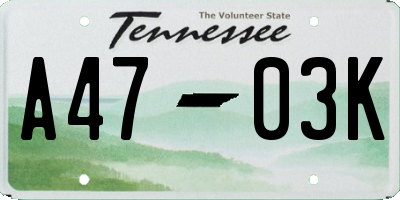 TN license plate A4703K
