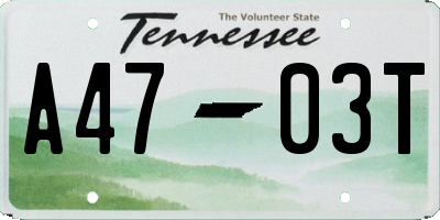 TN license plate A4703T