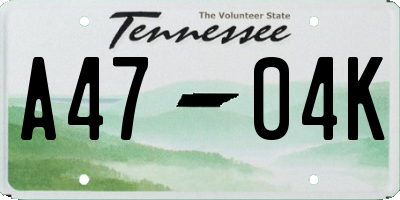 TN license plate A4704K