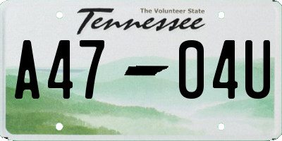 TN license plate A4704U