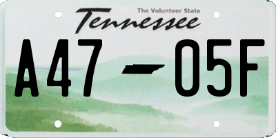TN license plate A4705F
