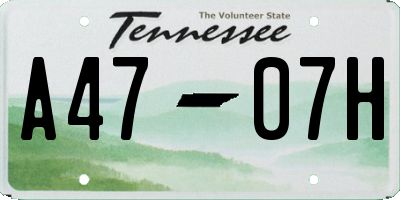 TN license plate A4707H